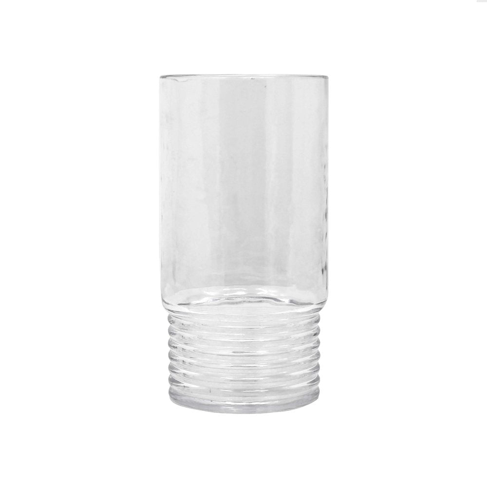 Clear acrylic glass with ribbed base on a white background