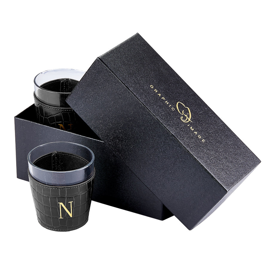 Leather Wrapped Glass Set