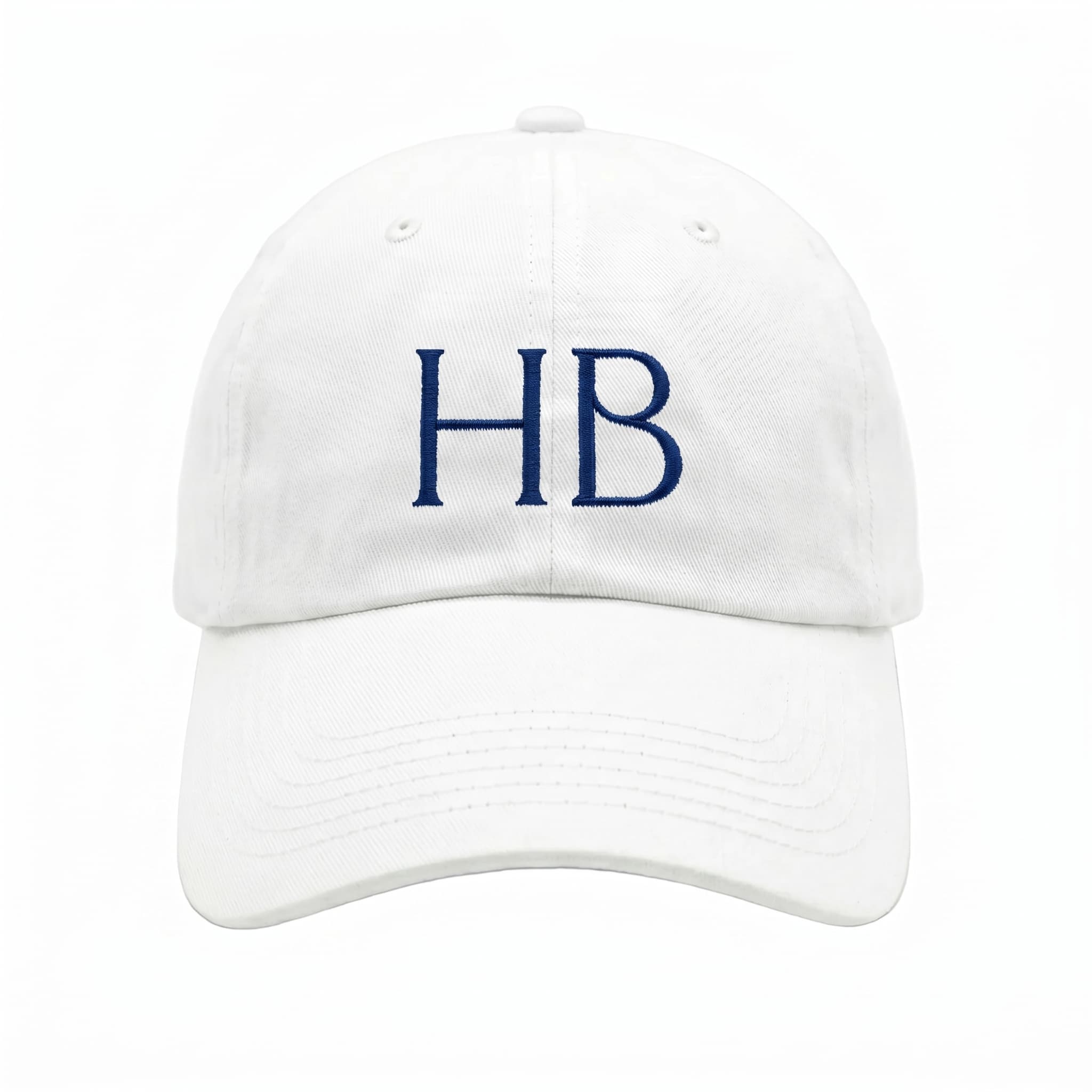 Hamptons Blue Baseball Cap - Monogram & Emblem (White)