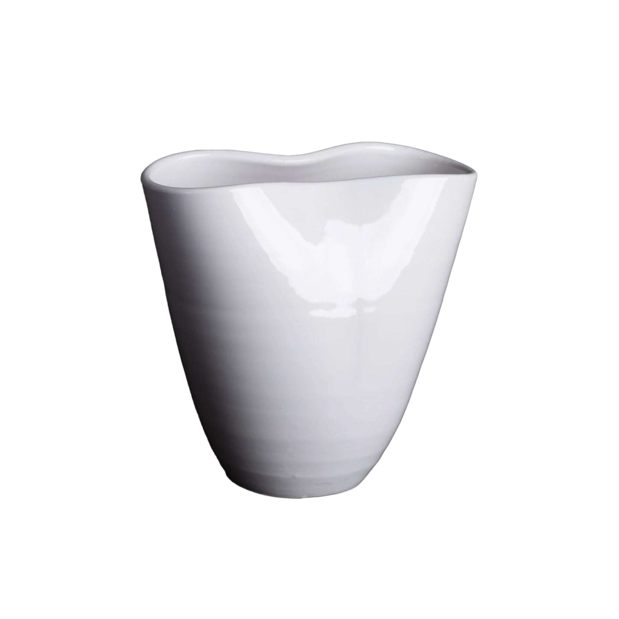 White ceramic vase on a white background