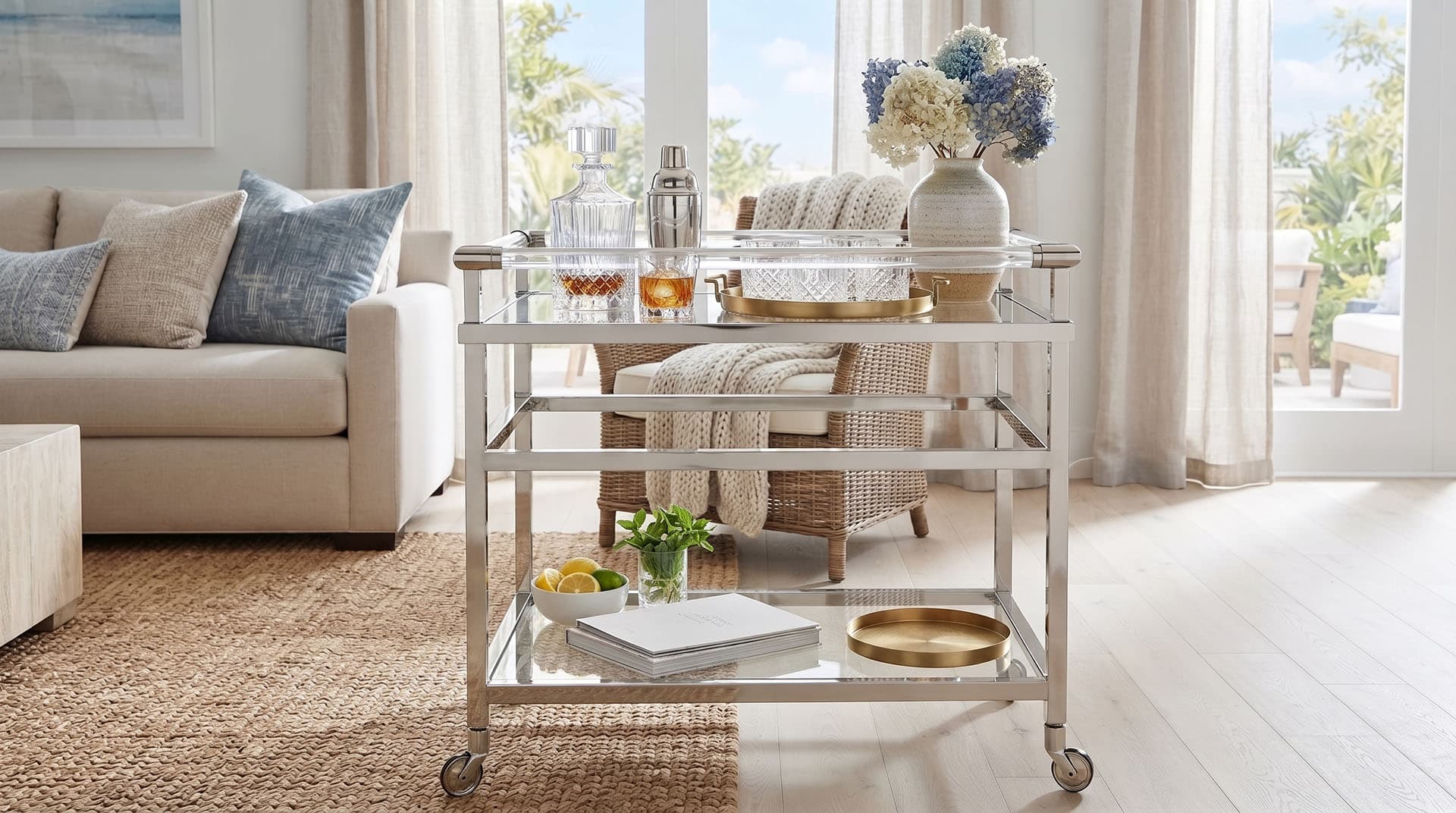 The Modern Bar Cart, A Relaxed Take Without the Clutter