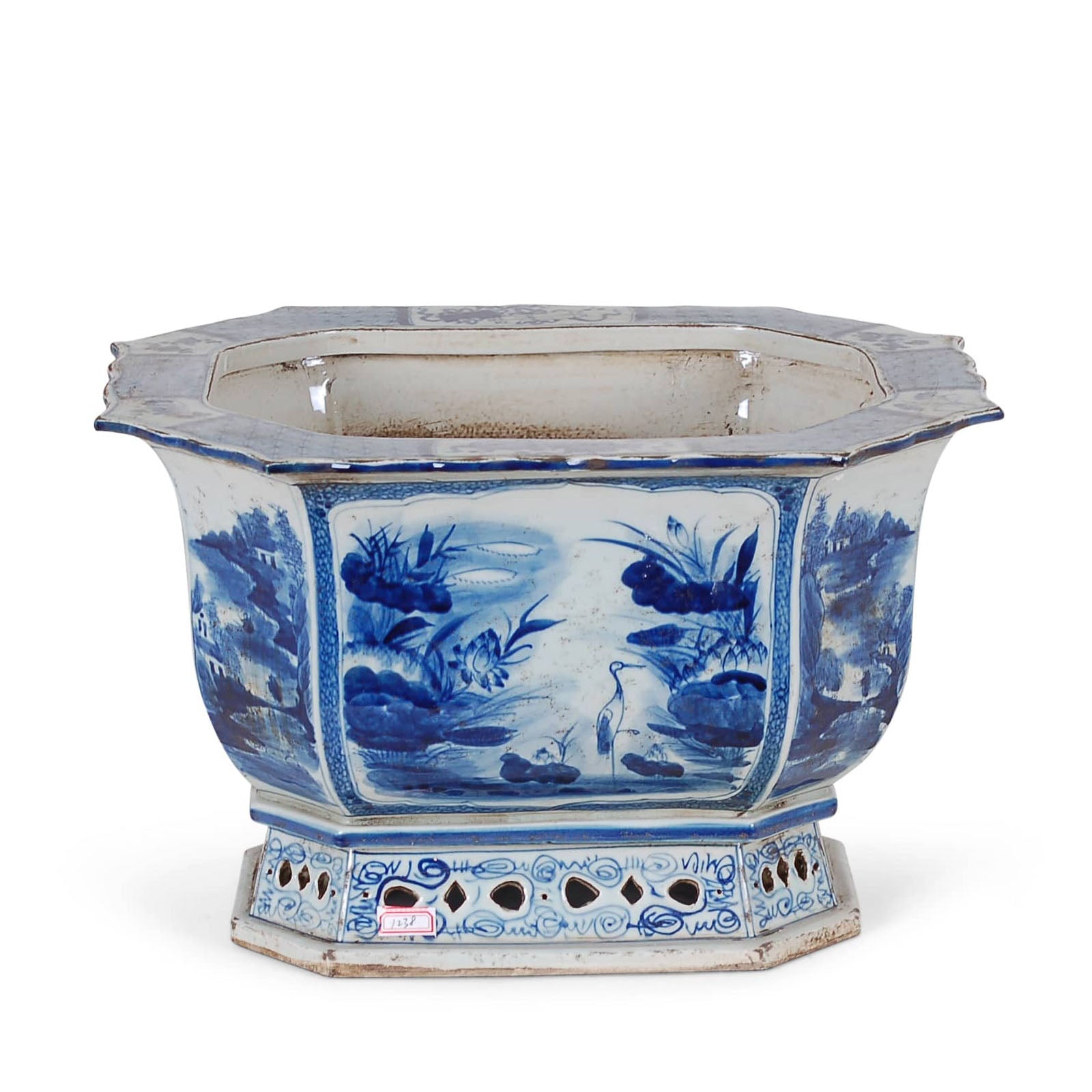 15″ Blue and White Canton Planter