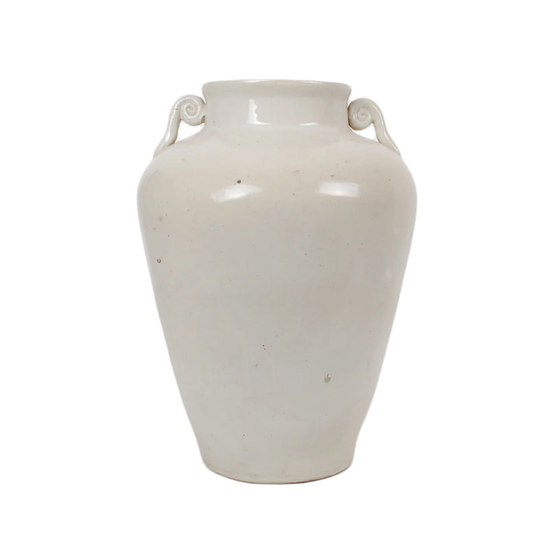 16.25″ Cream Scroll Handle Vase
