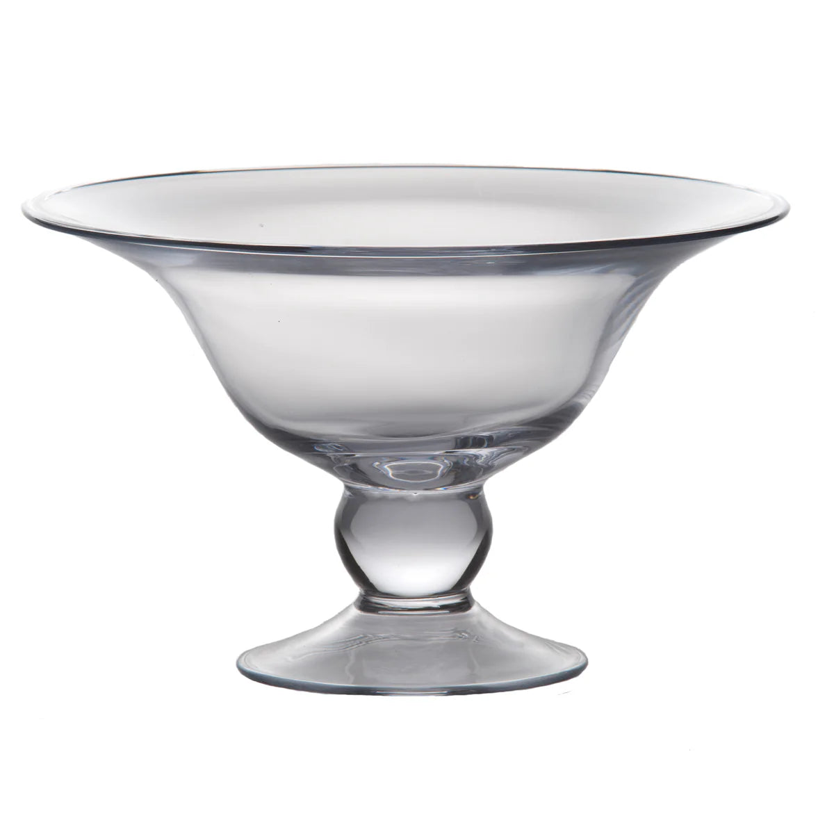 Clear glass dessert bowl on a white background