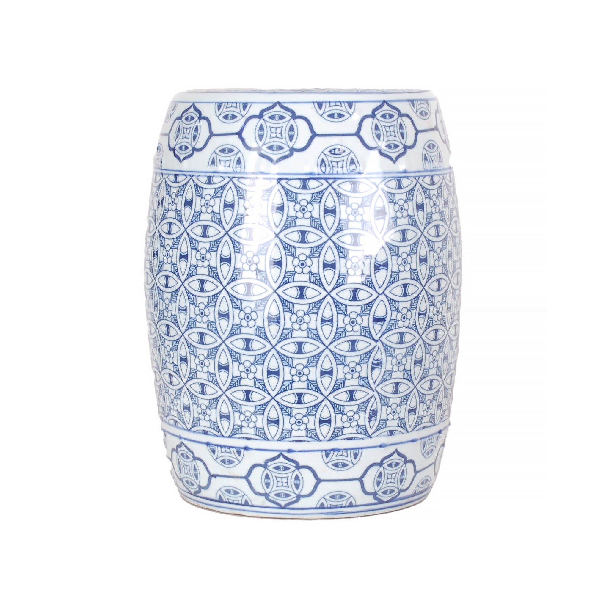 18″ Blue and White Crosshatch Garden Seat
