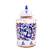 18″ Foot-stomped Blue and White Dragon Jar, Small