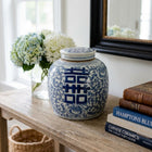10″ Blue and White Double Happiness Jar
