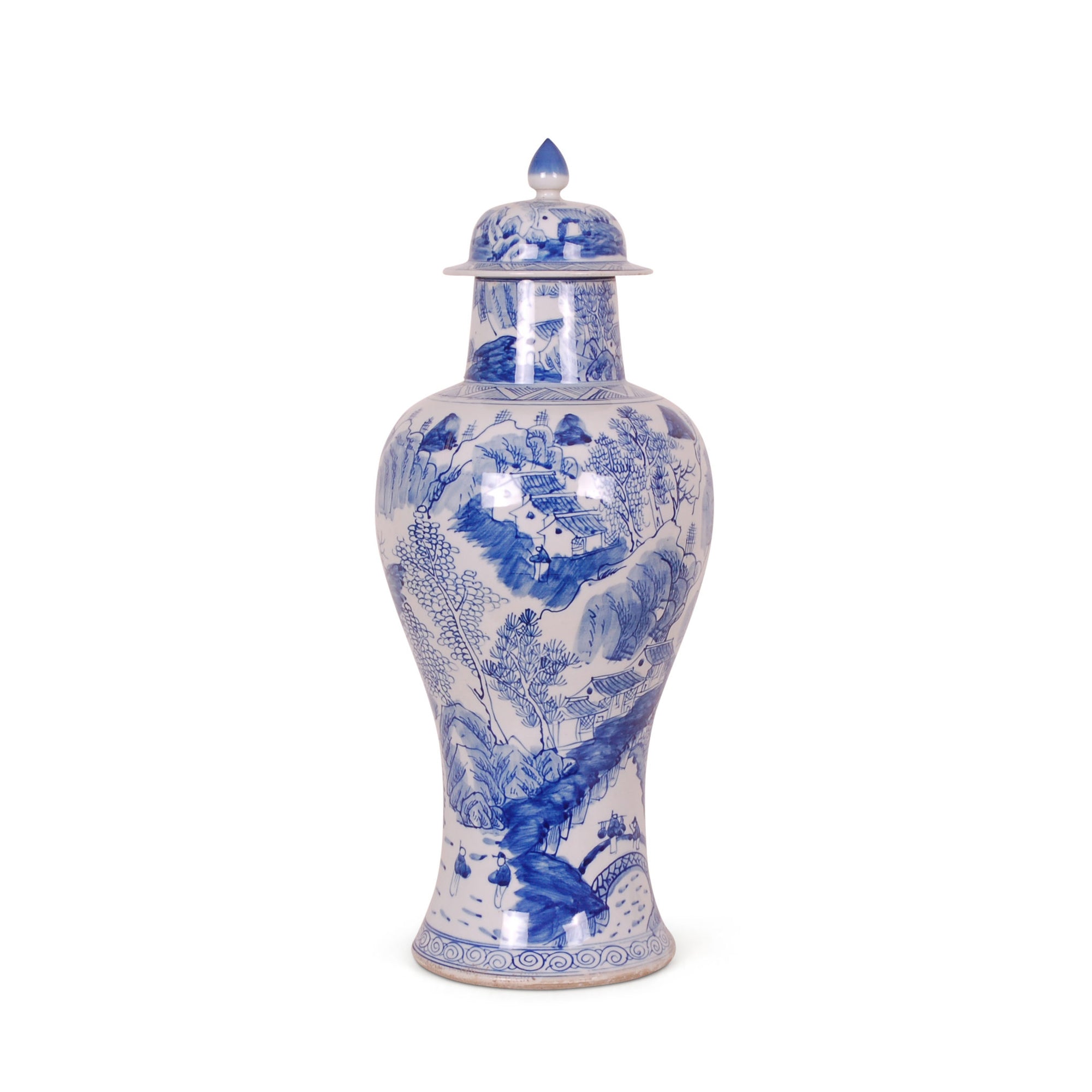 23″ Blue and White Canton Jar