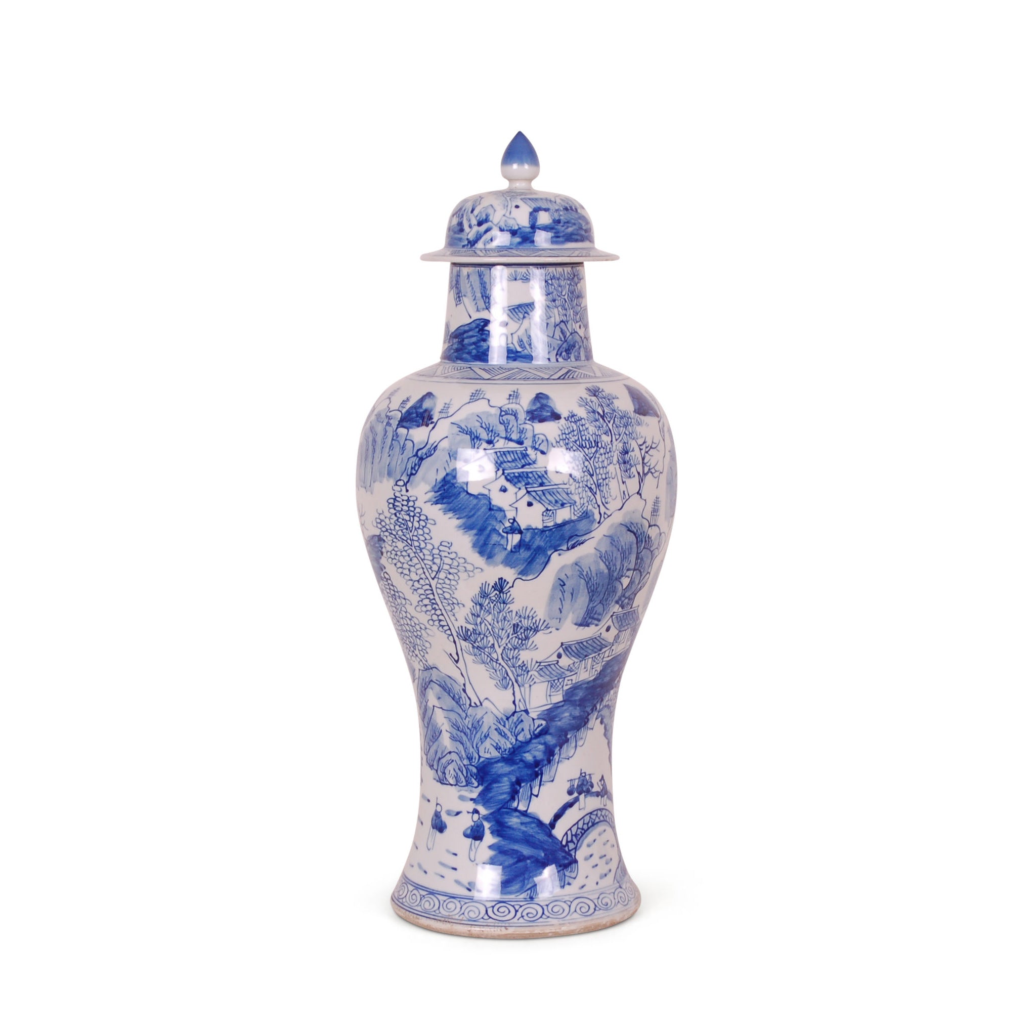 23″ Blue and White Canton Jar
