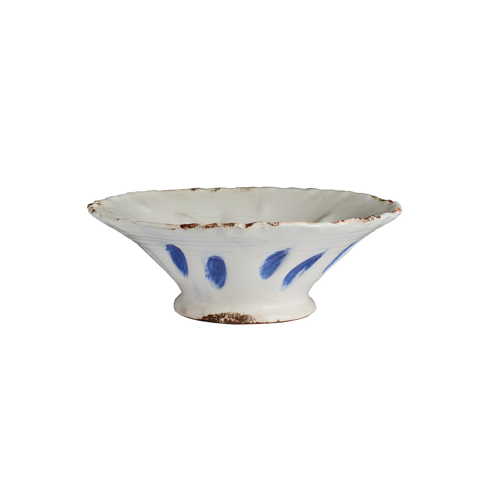 Ceramic bowl with blue accents on a white background
