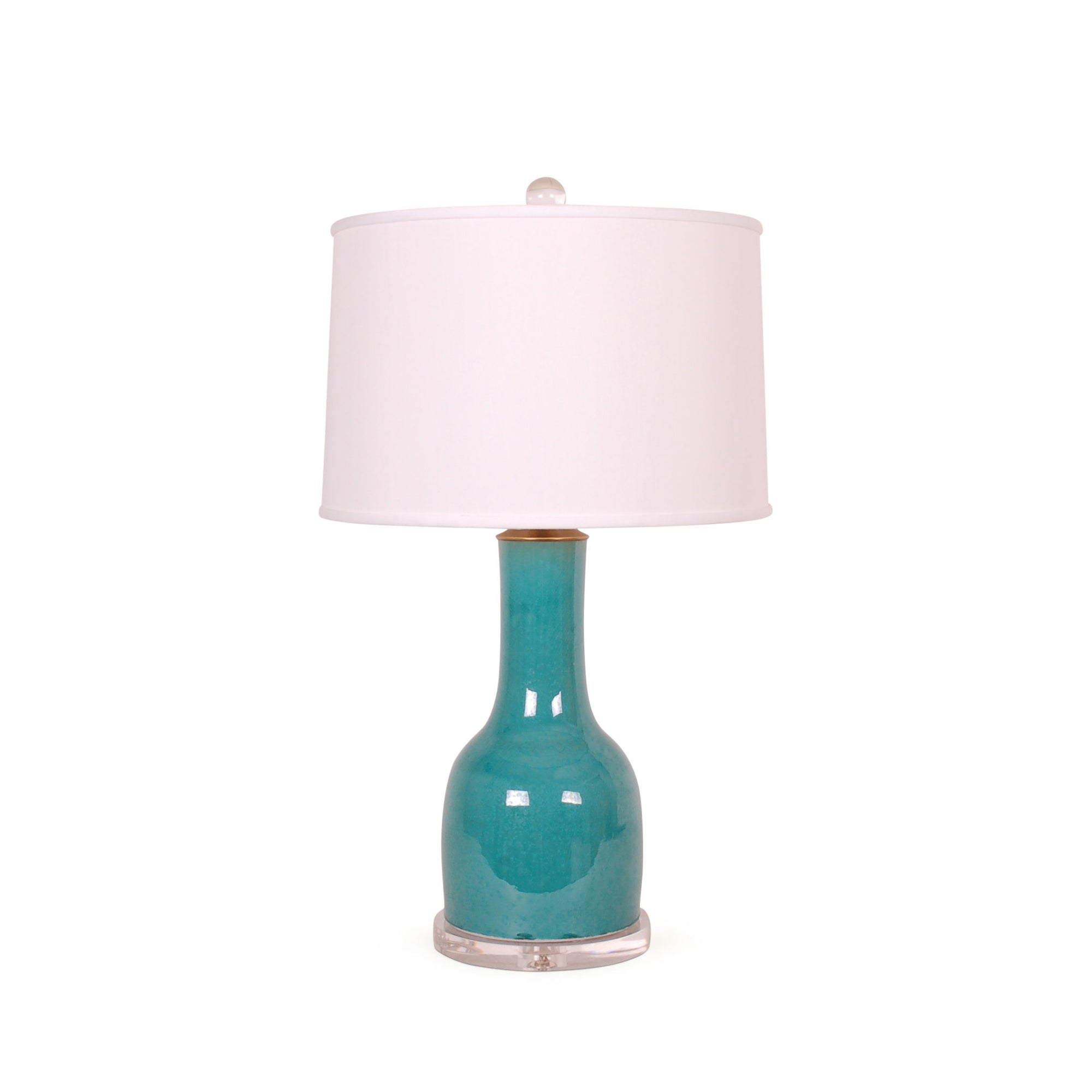 28″ Turquoise Crackle Club Vase Lamp on Acrylic Base