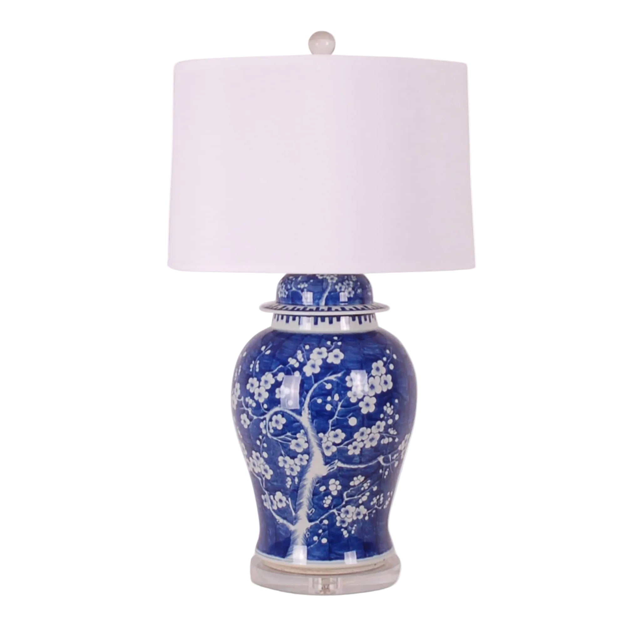30″ Blue and White Hawthorne Jar Lamp