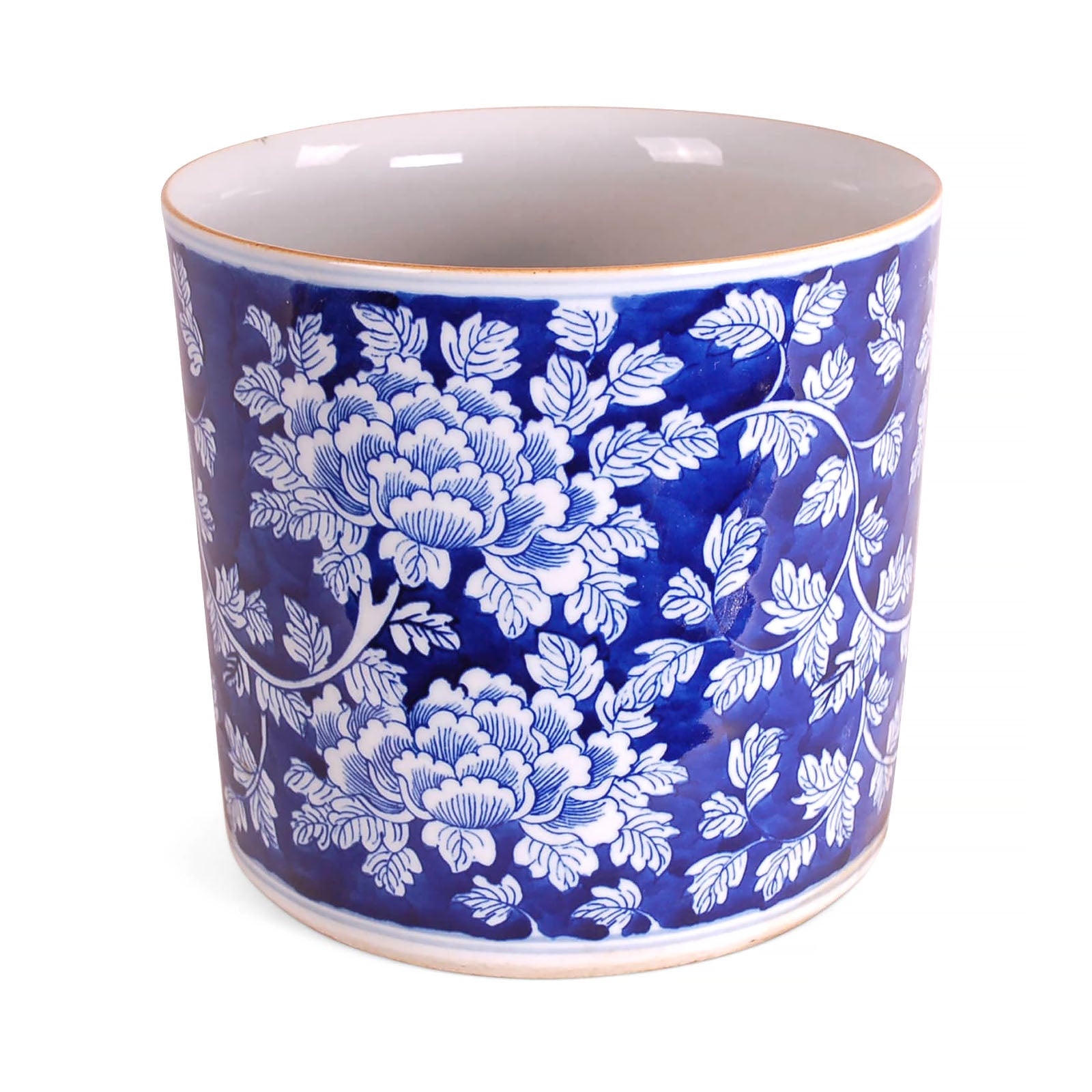 7″ Blue and White Peony Planter