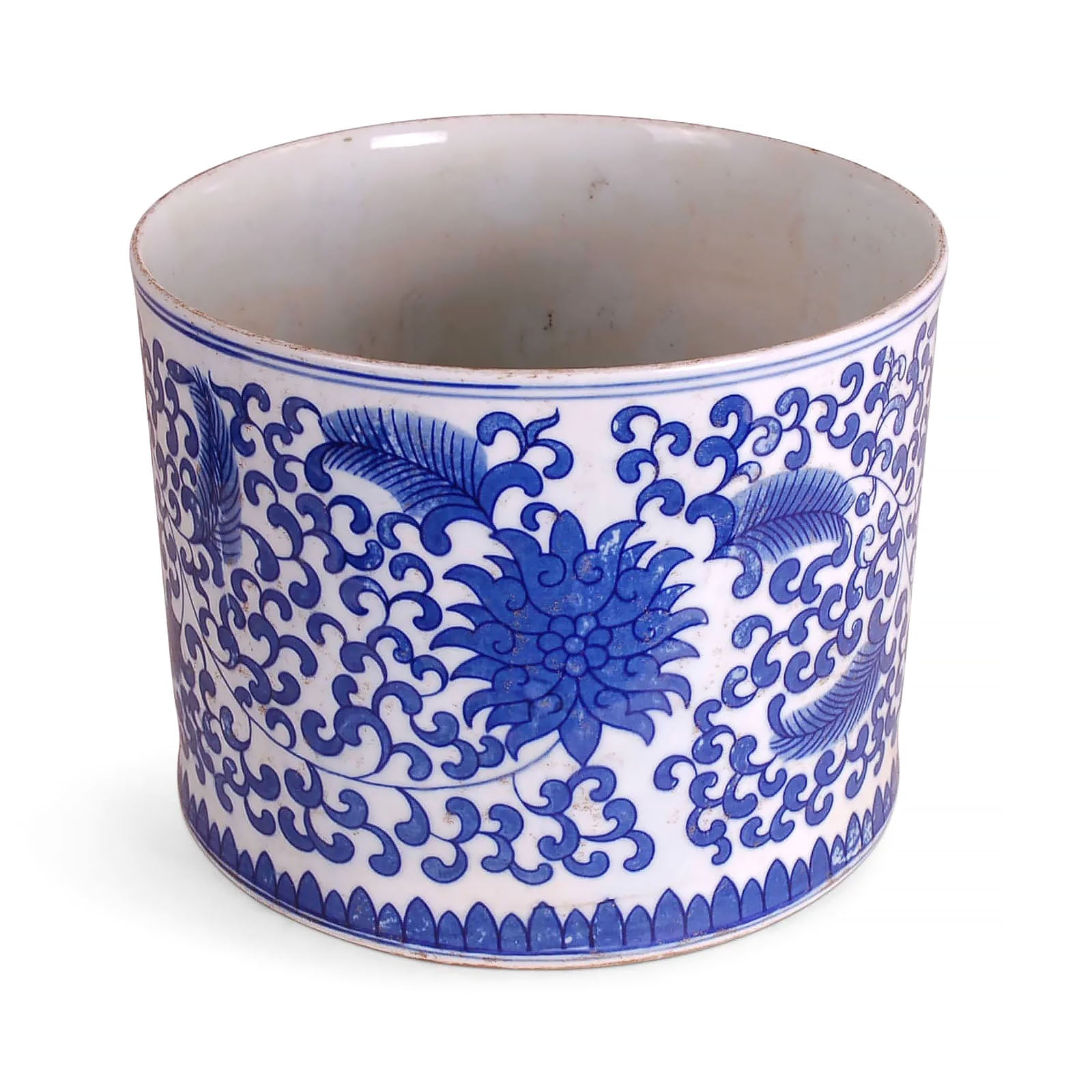 9″ Blue and White Peony Planter