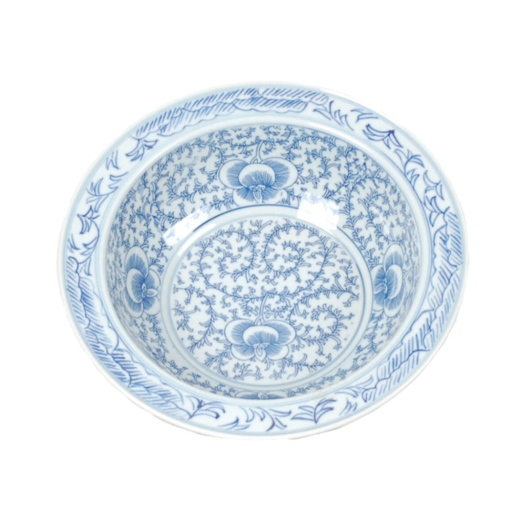 11″ Blue and White Floral Bowl