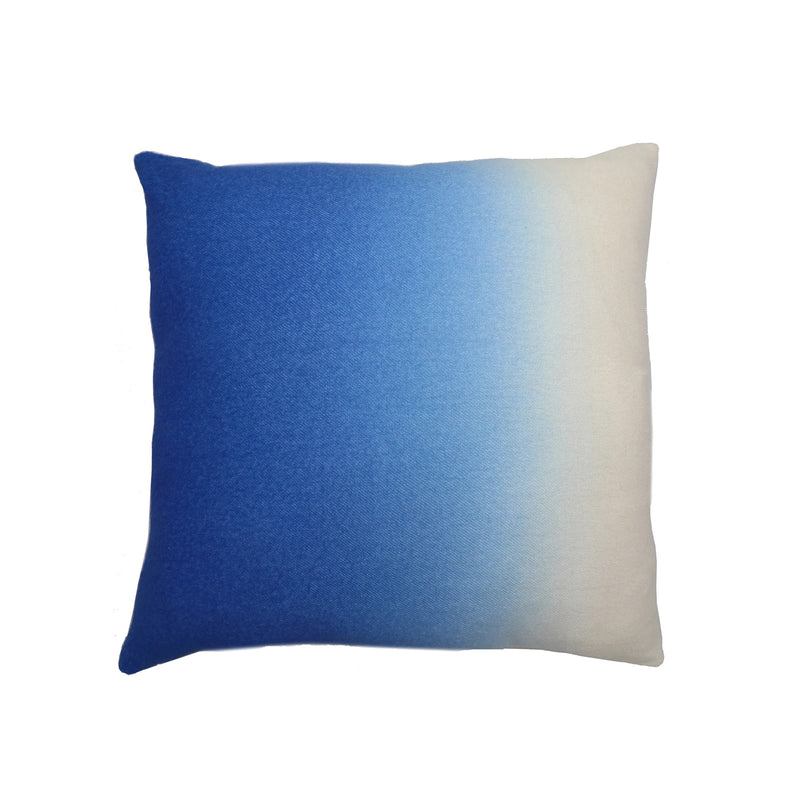 Gradient blue to white pillow on a white background