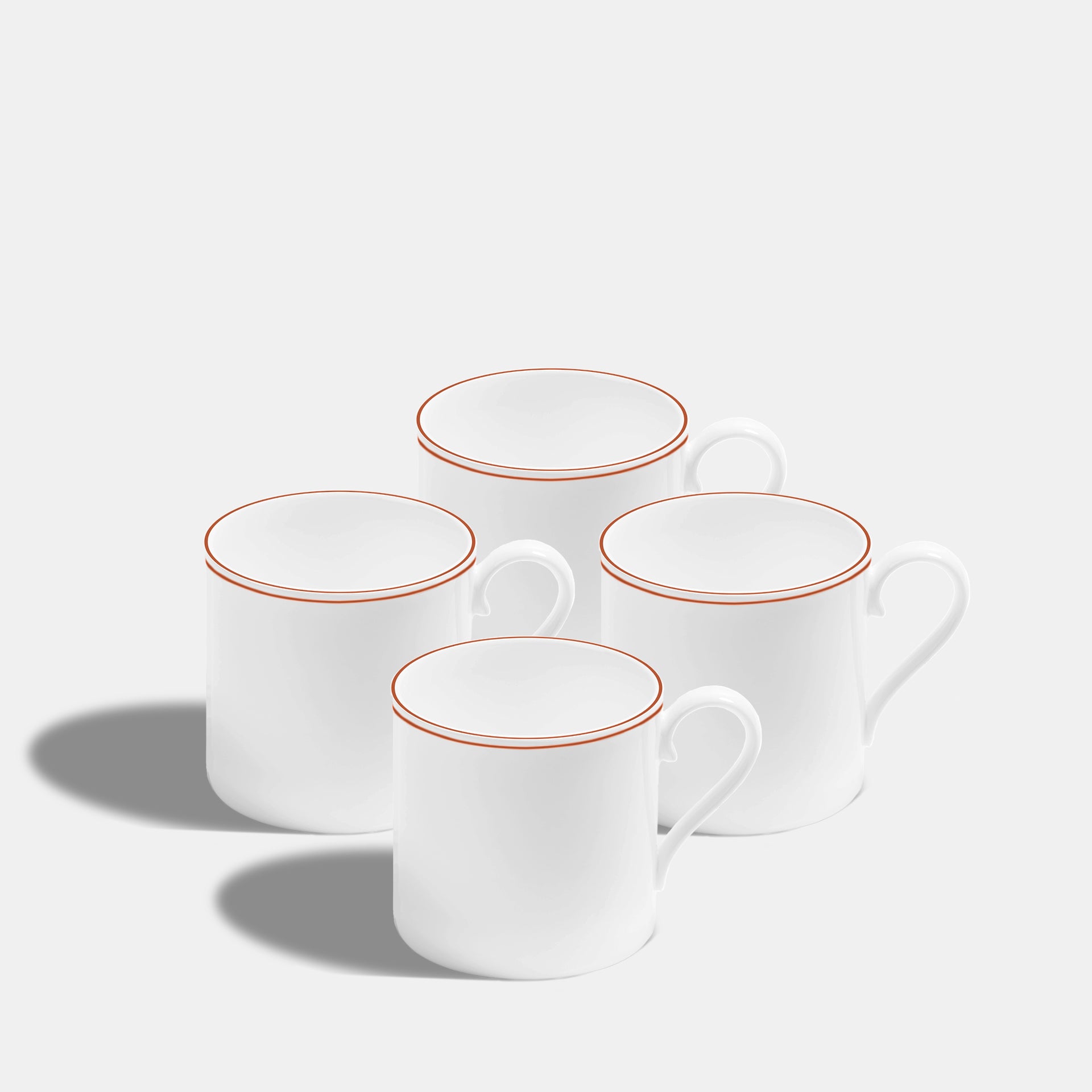 Double Line Burnt Orange Large Mugs by Richard Brendon Set of 4