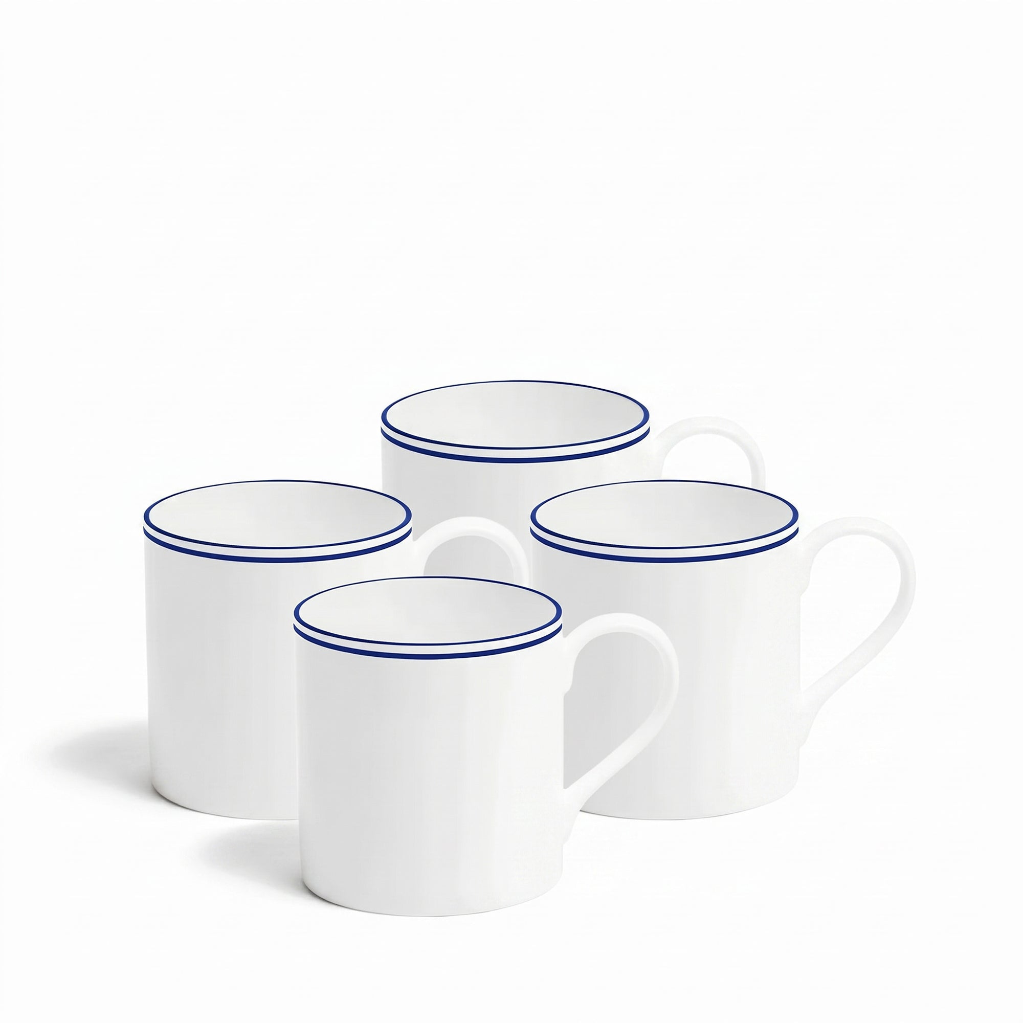 Double Line Cobalt Large Mugs by Richard Brendon Set of 4