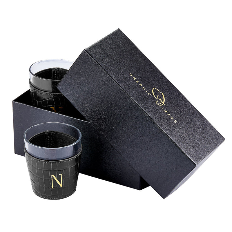 Leather Wrapped Glass Set