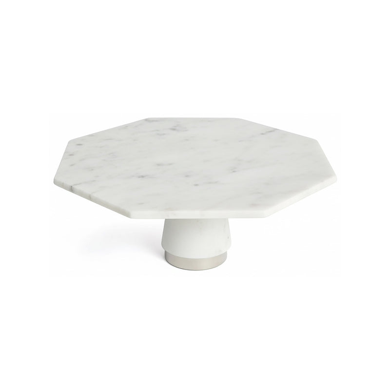 Hexagonal marble table on a white background