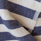 Close-up of blue and beige striped fabric