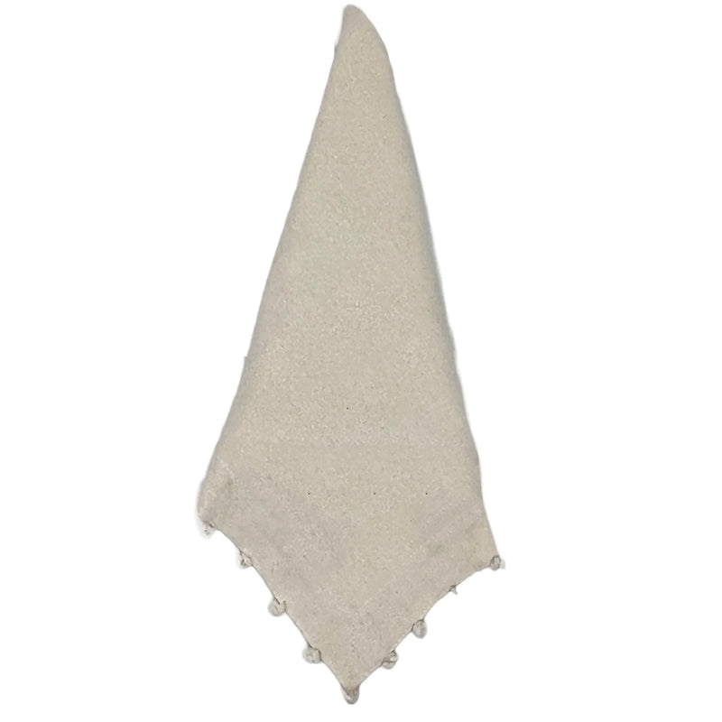 Ivory Cotton Napkin, Pom-Pom Border - Set of 8