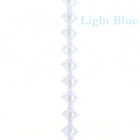 Light blue decorative string on a white background