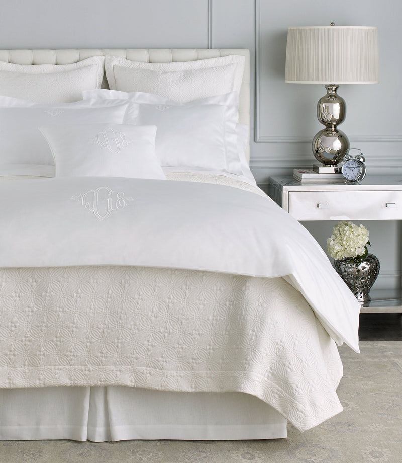 Lyric Percale Duvet Cover-Duvet Covers-Peacock Alley-Full/Queen-White-Hamptons Blue