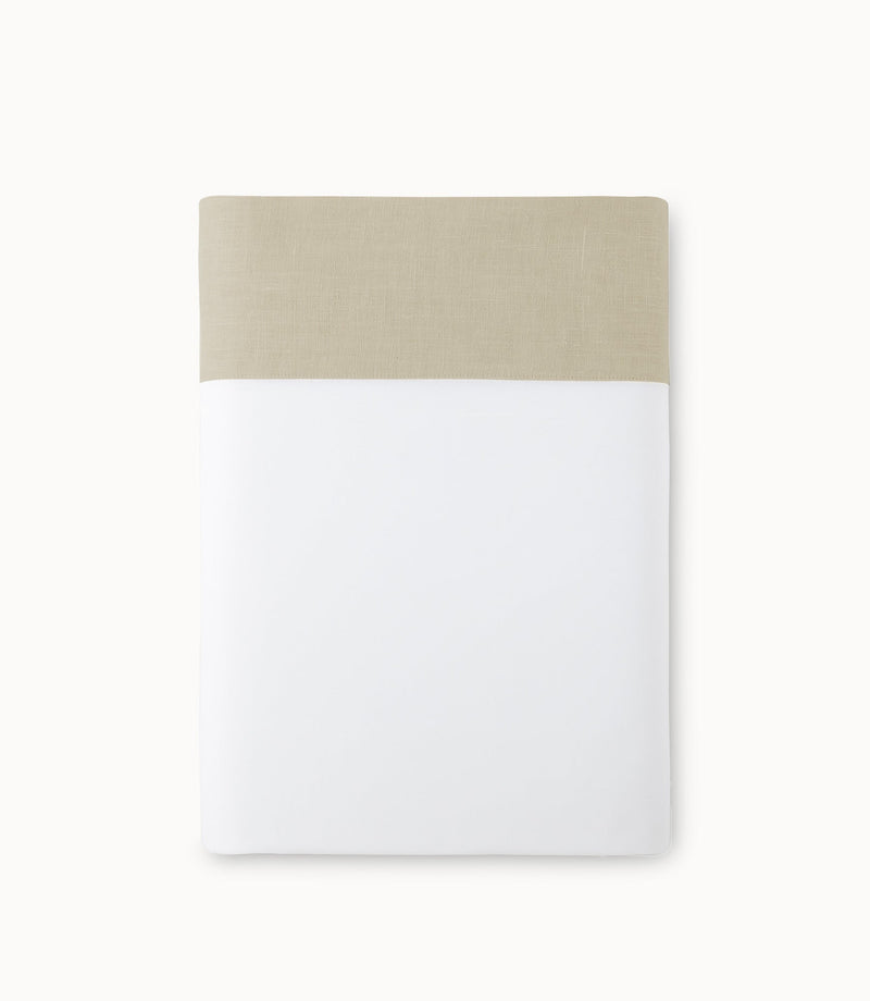 Mandalay Linen Cuff Flat Sheet-Flat Sheet-Peacock Alley-Twin/Twin XL-White-Hamptons Blue