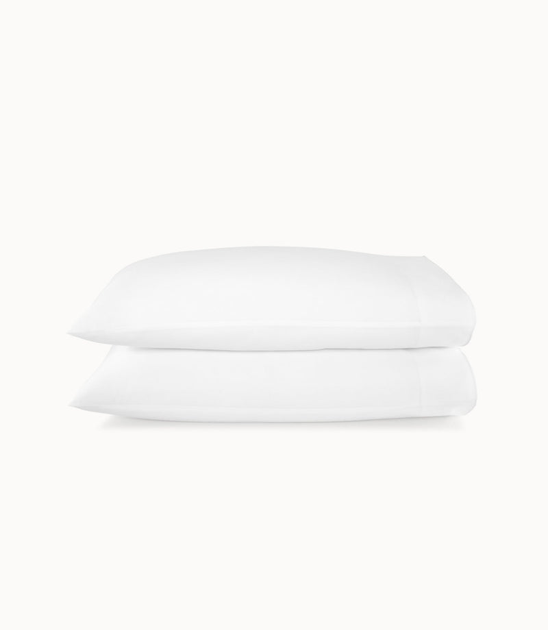 Melody Sateen Pillowcases-Pillow Cases-Peacock Alley-Standard-White-Hamptons Blue