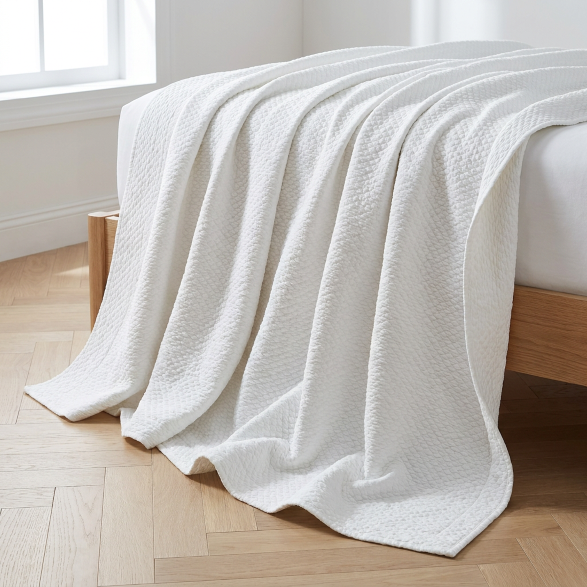 Mini Diamond Cotton Coverlet, Snow White