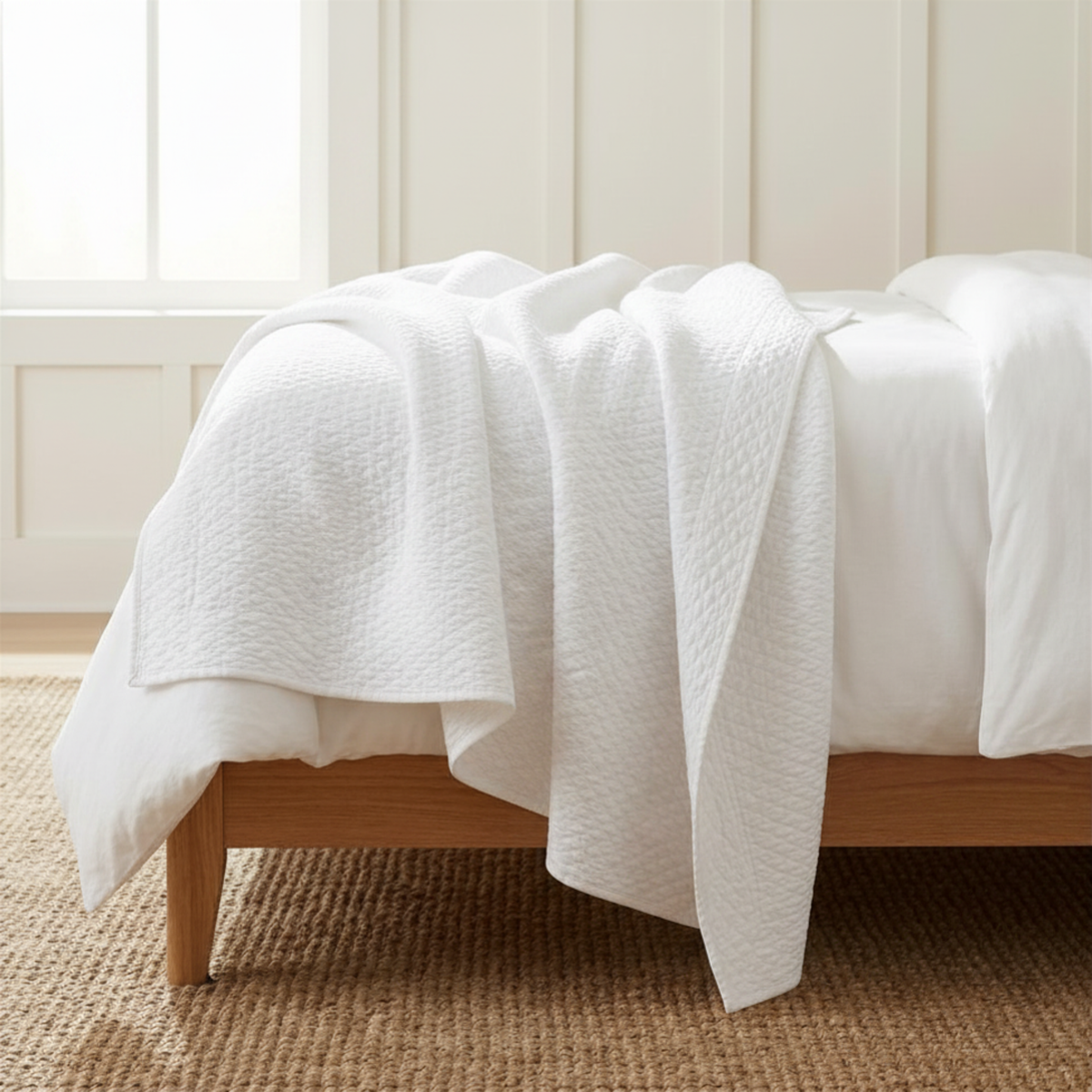 Mini Diamond Cotton Coverlet, Snow White