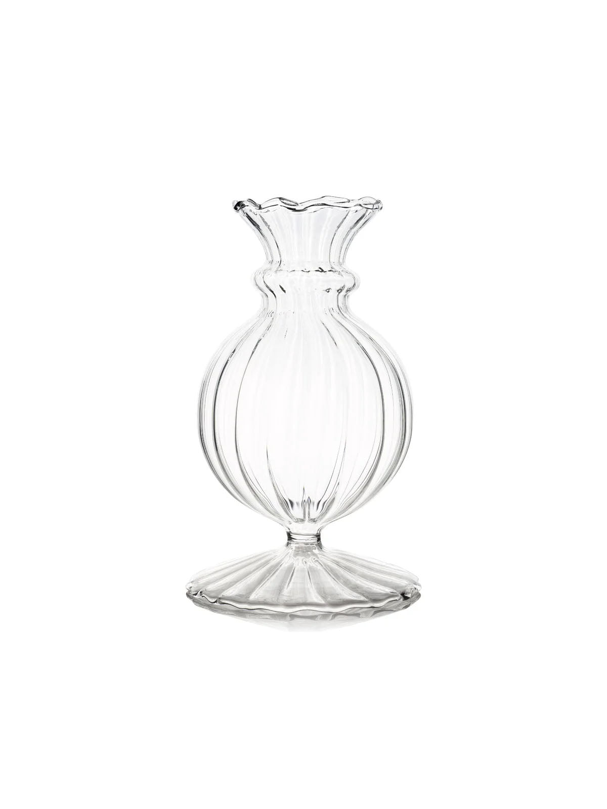 Clear glass vase on a white background