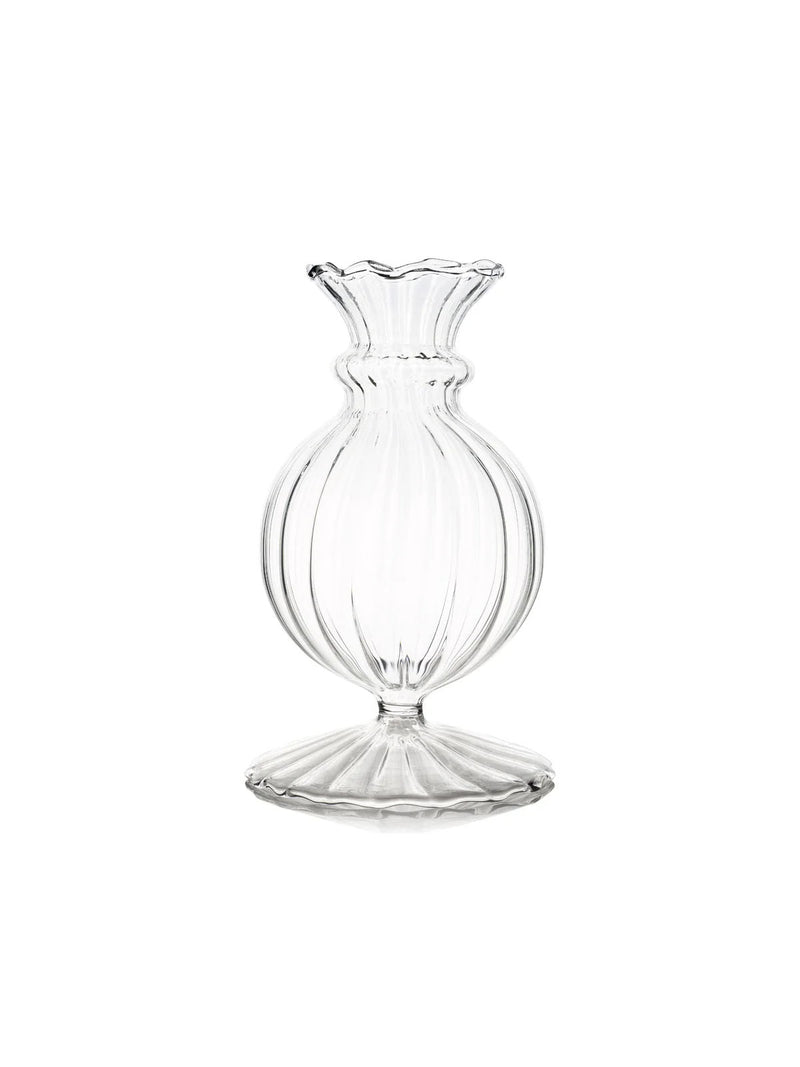Clear glass vase on a white background