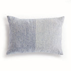 Rectangular pillow with thin blue stripes on white background