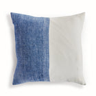 Half blue and half white square pillow on white background