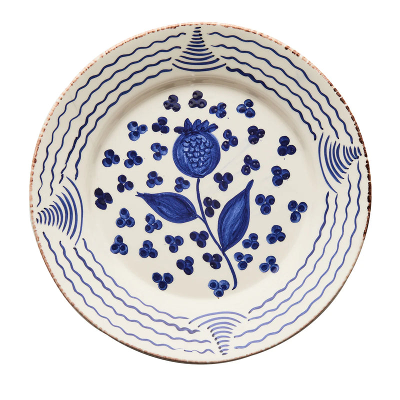 Casa Nuno Blue and White Dinner Plates - Set of 2 Pomegranate Waves