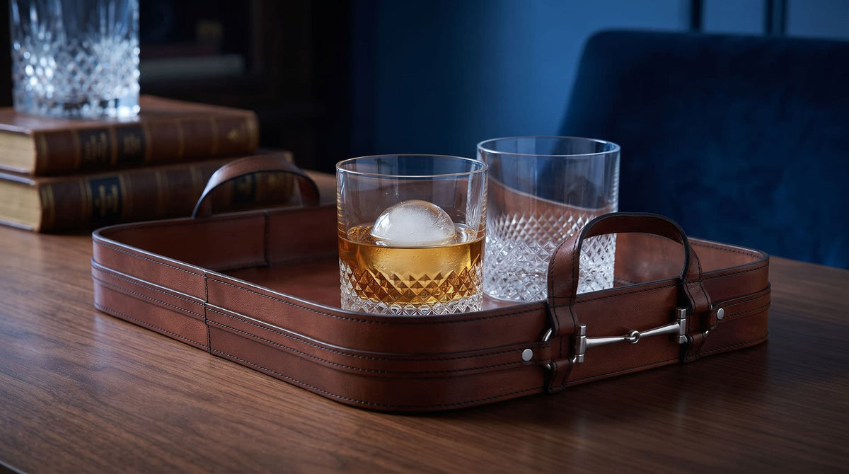 Premium Genuine Leather Bit Serving Tray