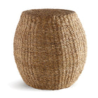 Tear-shaped woven brown stool on white background