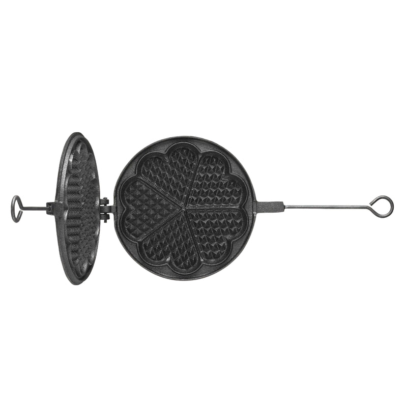 Black waffle maker on a beige background