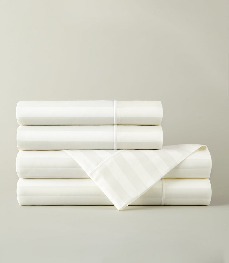 Soprano Stripe Sateen Sheet Set-Sheet Set-Peacock Alley-Queen-White-Hamptons Blue