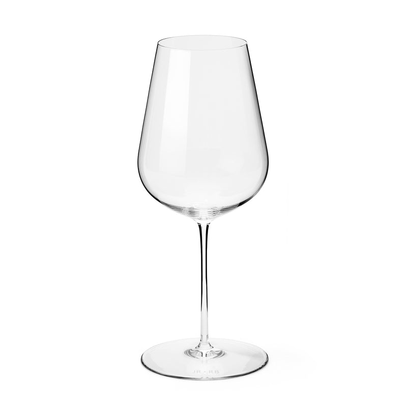 Clear wine glass on a white background