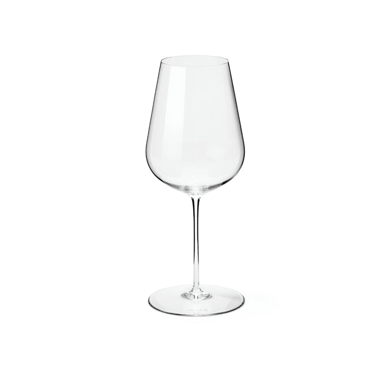 Clear wine glass on a white background