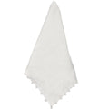 White Cotton Napkins, Pom-Pom Border - Set of 8