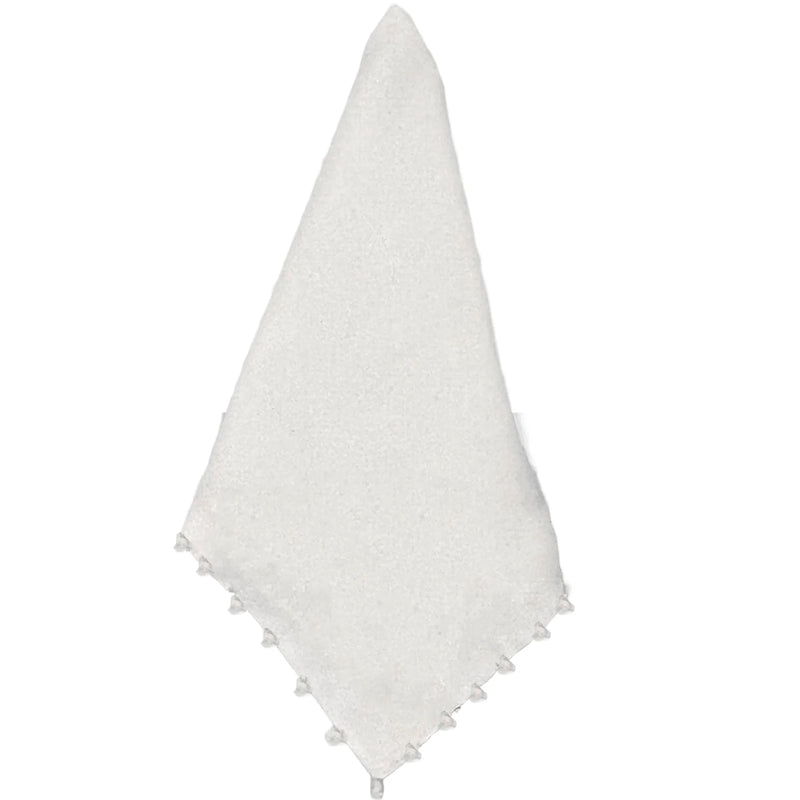 White Cotton Napkin, Pom-Pom Border - Set of 8