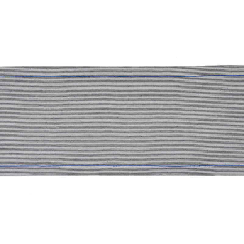 Close-up of a gray and blue striped fabric texture