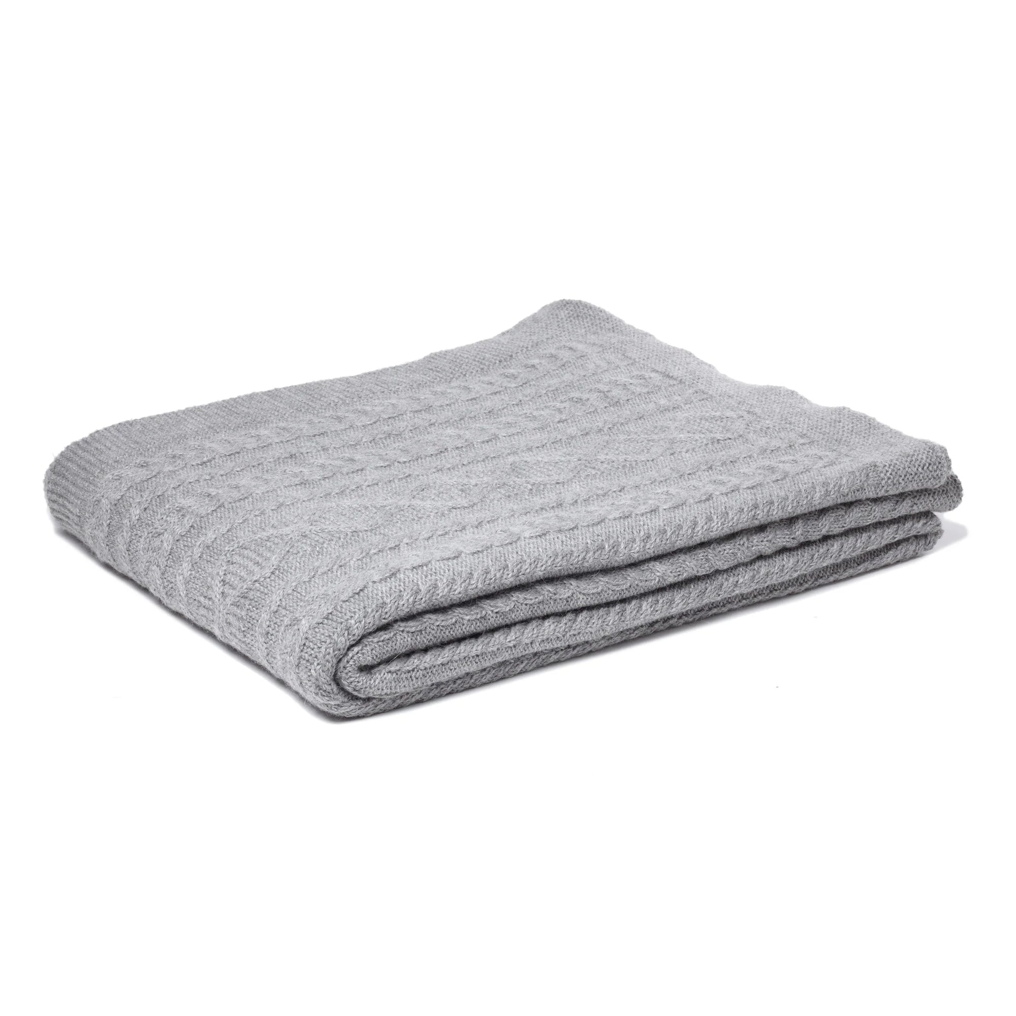 Folded gray blanket on a white background