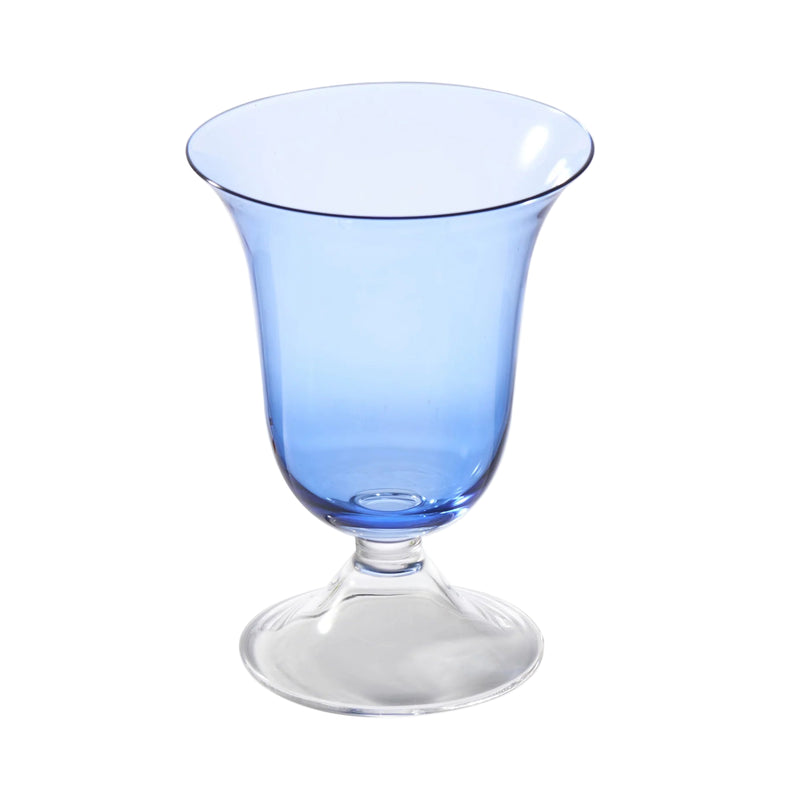 Blue glass goblet on a white background