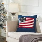 American Flag Hand Felted Wool Pillow - Navy Blue -20" Arcadia Home