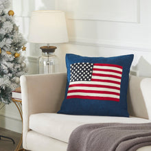 American Flag Hand Felted Wool Pillow - Navy Blue -20" Arcadia Home